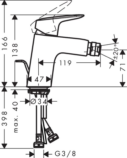 Hansgrohe Logis bidetová baterie stojící chrom 71204000