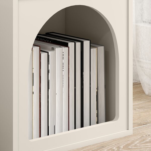 HOMCOM Moderní Noční Stolek Úzký s 2 Otevřenými Přihrádkami a Klenutým Designem pro Obývací Pokoj a Ložnici 40x30x60 cm Krémový | Aosom