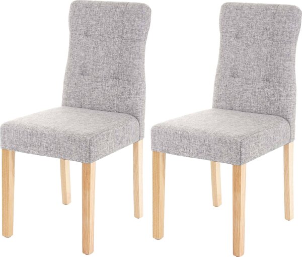 Sada 2 jídelních židlí HWC-E58, jídelní židle látka/textil šedá, světlé nohy