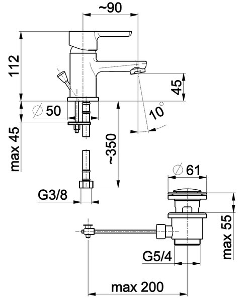 KFA Armatura Granat umyvadlová baterie stojící chrom 5522-815-00