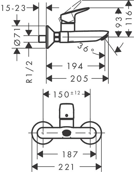 Hansgrohe Logis umyvadlová baterie na stěnu chrom 71225000