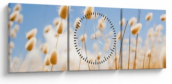 Obraz - Zlaté pole (s hodinami) (90x30 cm)