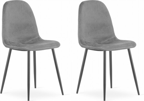 Židle VERNAZZA, tmavě šedá sametová s kovovými nohami, 2 kusy, do obývacího pokoje, kanceláře, ložnice, nosnost do 110 kg, rozměry 45x88x51 cm
