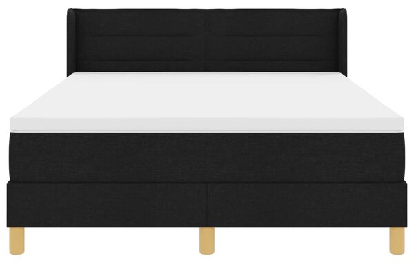 Postel s boxspringem s matrací s čelo Černý 200 x 140 cm textil 3341232