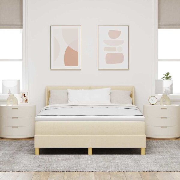 Postel s boxspringem s čelo Krémová 190 x 140 cm textil 3341291