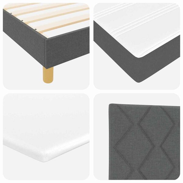 Postel s boxspringem s čelo Tmavě šedá 200 x 140 cm textil 3341294