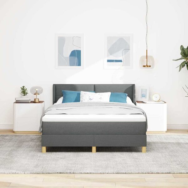 Postel s boxspringem s čelo Tmavě šedá 200 x 140 cm textil 3341294