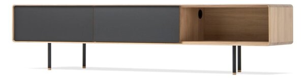 TV stolek z dubového dřeva v černo-přírodní barvě 200x48 cm Fina – Gazzda