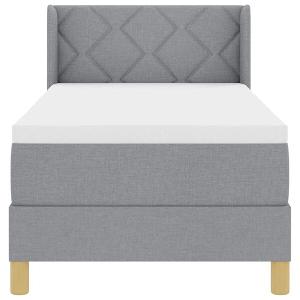 Postel s boxspringem s čelo Světle šedá 200 x 80 cm textil 3341321
