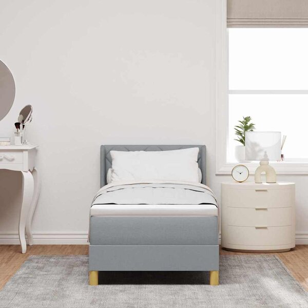 Postel s boxspringem s čelo Světle šedá 200 x 80 cm textil 3341321