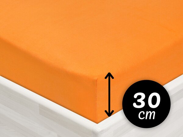 Jersey napínací prostěradlo na vysokou matraci JR-006 Oranžové 140 x 200 - výška 30 cm