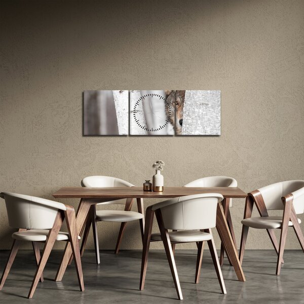 Obraz - Vlk (s hodinami) (90x30 cm)