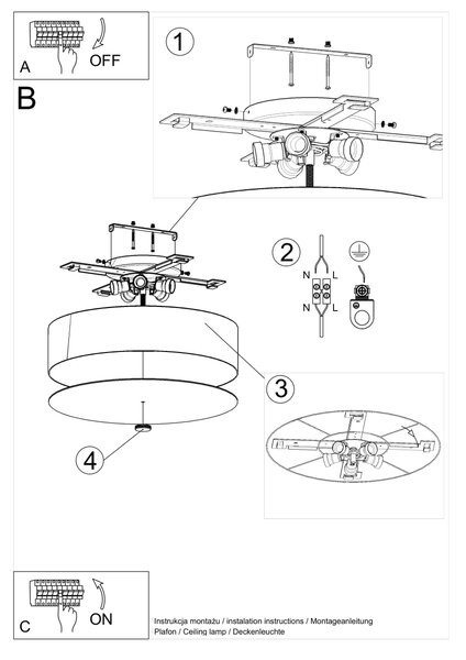 Sollux Lighting Stropní svítidlo SKALA 50 černé