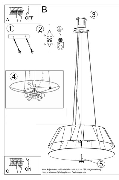 Sollux Lighting Lustr VEGA 60 černý