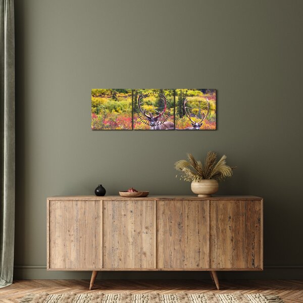 Obraz - Karibu na Aljašce (s hodinami) (90x30 cm)
