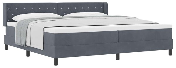 Postel s boxspringem s čelo Tmavě šedá 200 x 200 cm samet 3341433