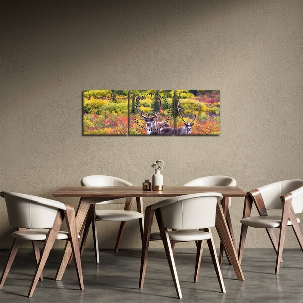 Obraz - Karibu na Aljašce (s hodinami) (90x30 cm)