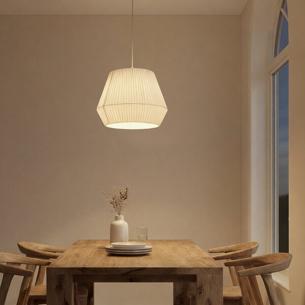 Stropní Lampa Lindby, Vitore, stmívatelné, Bílá, Obývací pokoj, Tkanina / Textil, Skandinávský