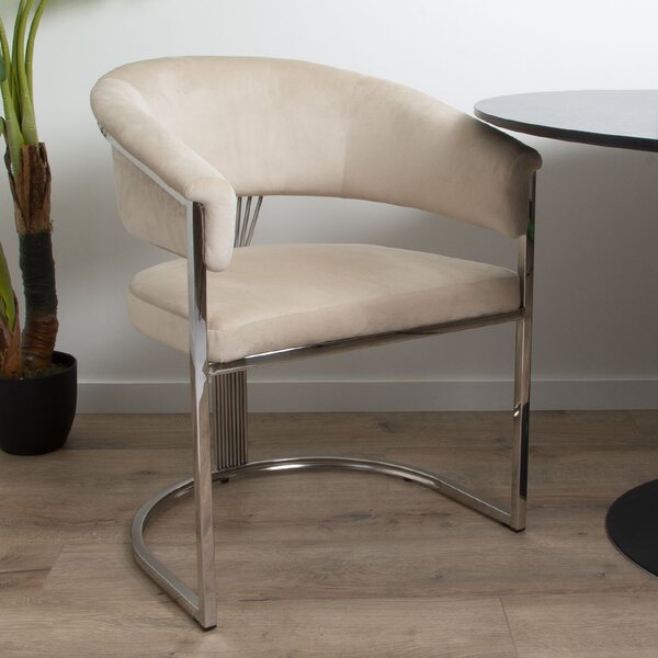 Sametová jídelní židle Milton & Oldbrook Valletta Beige - stříbrná