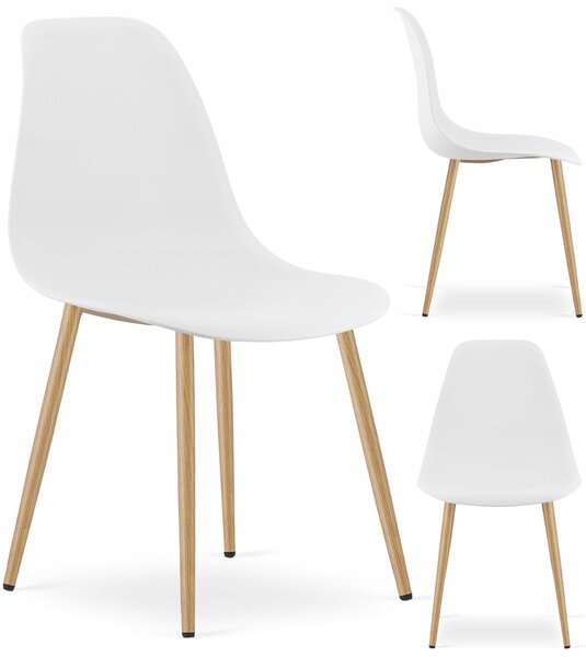 Židle WAT bílá / nohy z přírodního materiálu x 1