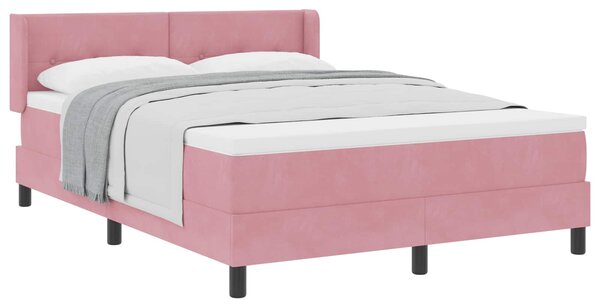 Postel s boxspringem s čelo Růžová 190 x 140 cm samet 3341467