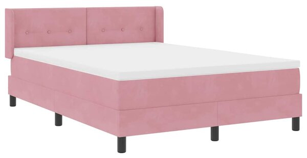 Postel s boxspringem s čelo Růžová 190 x 140 cm samet 3341467