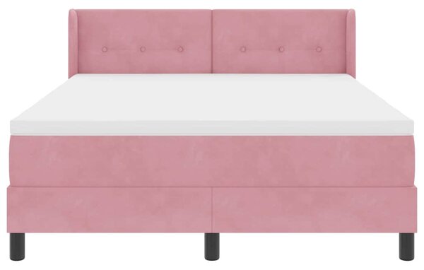 Postel s boxspringem s čelo Růžová 190 x 140 cm samet 3341467