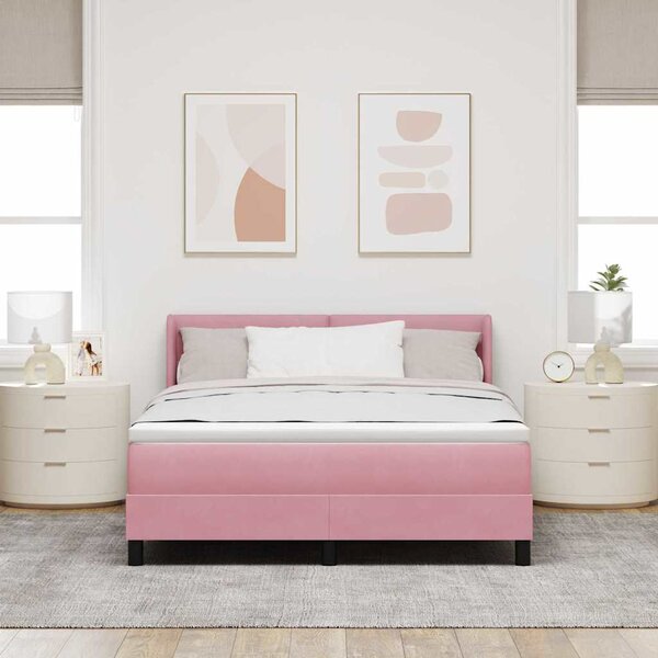 Postel s boxspringem s čelo Růžová 190 x 140 cm samet 3341467