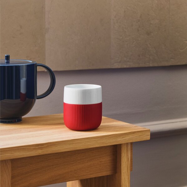 Porcelánový hrnek Fluted Contrast Crimson 350 ml