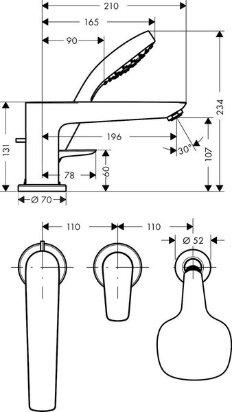 Hansgrohe Talis E vanová baterie na vanu chrom 71731000