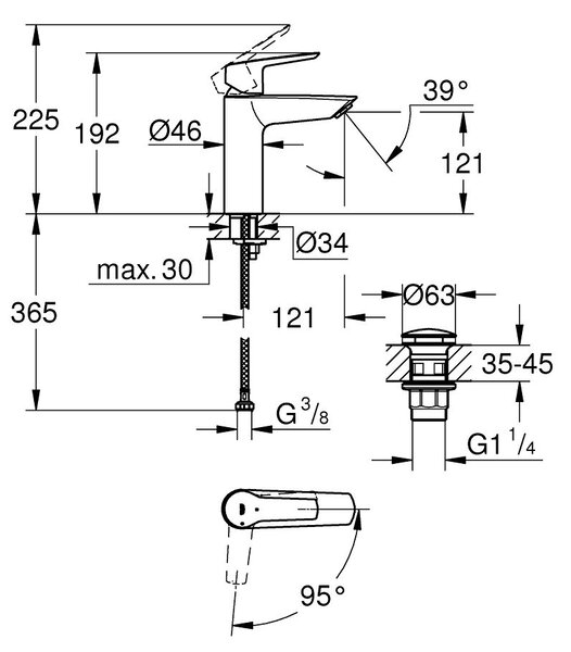 Grohe Start umyvadlová baterie stojící StarLight Chrome 23746002