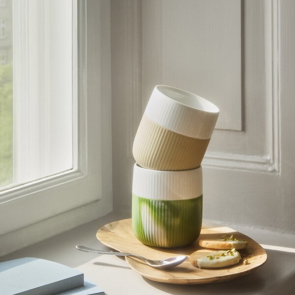 Porcelánový hrnek Fluted Contrast Sand 350 ml