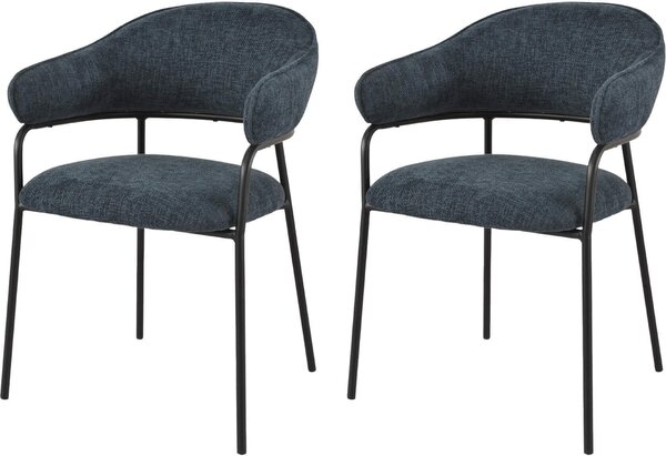 Rebecca Mobili Židle Azobe 82,5x57x56,5 Polyesterová tkanina Ocel Petrol Blue Black Moderní SET 2 kusů