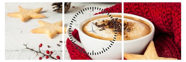 Obraz - Cappuccino (s hodinami) (90x30 cm)