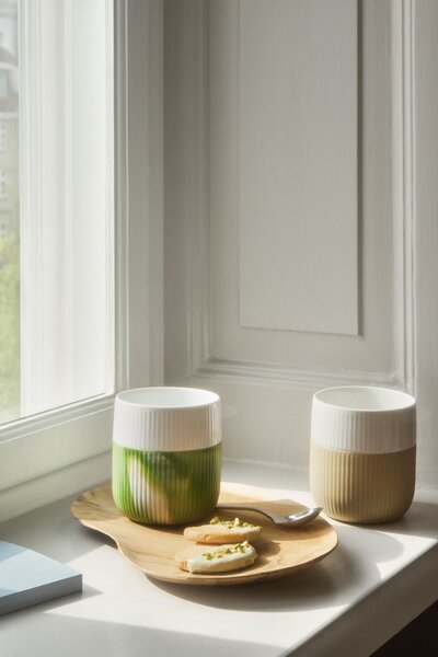 Porcelánový hrnek Fluted Contrast Sand 350 ml