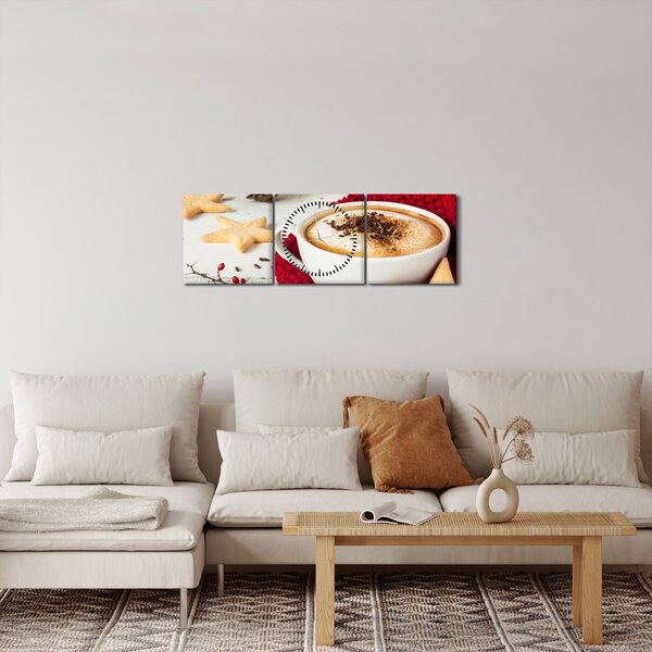 Obraz - Cappuccino (s hodinami) (90x30 cm)