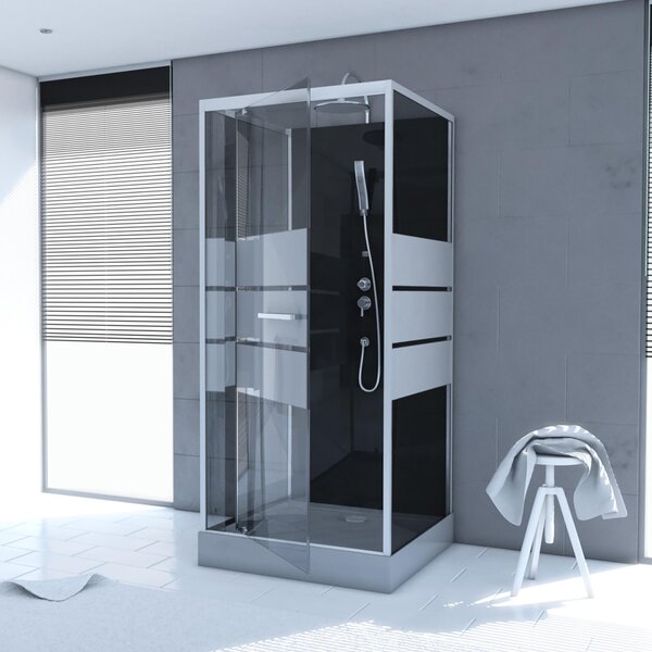 Kompletní sprcha MARWELL Kompletní sprcha Dusy 90 x 90 x 225 cm - kompletní sada včetně sprchové vaničky a baterie - kulatá sprcha s předním vstupem