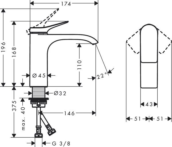 Hansgrohe Vivenis umyvadlová baterie stojící černá 75022670