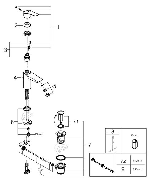 Grohe Start umyvadlová baterie stojící StarLight Chrome 24209002