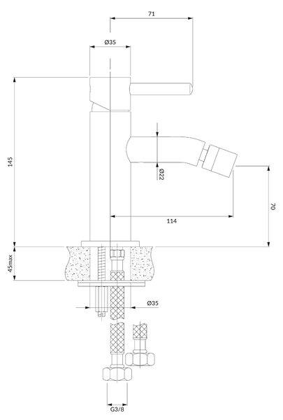 Omnires Y bidetová baterie stojící černá Y1220BL