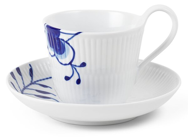 Porcelánový šálek s podšálkem Blue Fluted Mega 240 ml