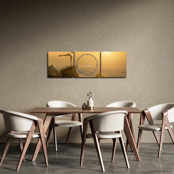 Obraz - Baletka na skále (s hodinami) (90x30 cm)