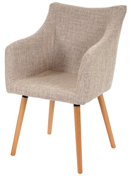 Jídelní židle Malmö T382, Židle Kuchyňská židle, Retro design 50. let Textil, krémová/šedá