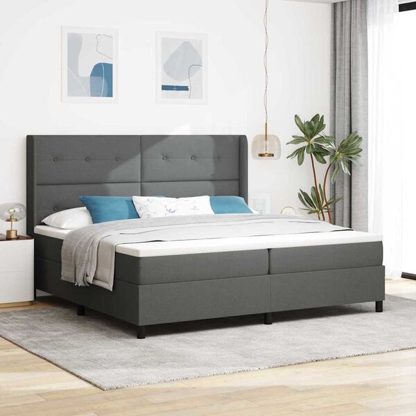 Postel s boxspringem s polštářem Tmavě šedá 200 x 200 cm textil 3341666