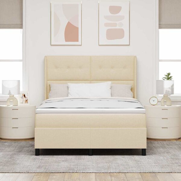 Postel s boxspringem s polštářem Krémová 190 x 140 cm textil 3341642