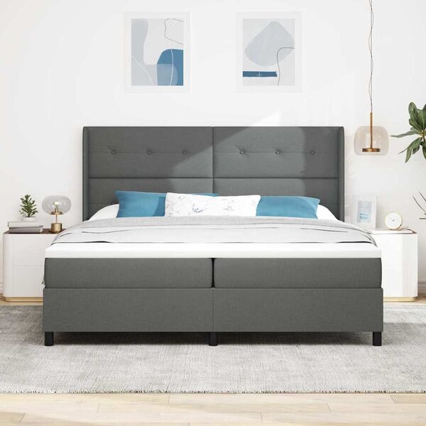 Postel s boxspringem s polštářem Tmavě šedá 200 x 200 cm textil 3341666