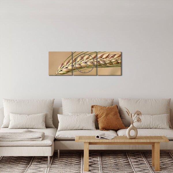 Obraz - Pšenice (s hodinami) (90x30 cm)