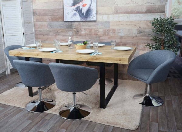 Sada 6 jídelních židlí HWC-F19, kuchyňská židle otočná židle lounge chair, otočná výškově nastavitelná látka/textil tmavě šedá