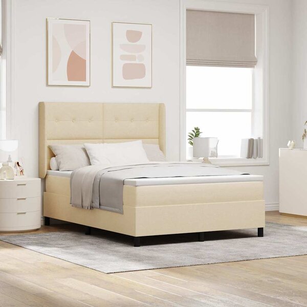 Postel s boxspringem s polštářem Krémová 190 x 140 cm textil 3341642