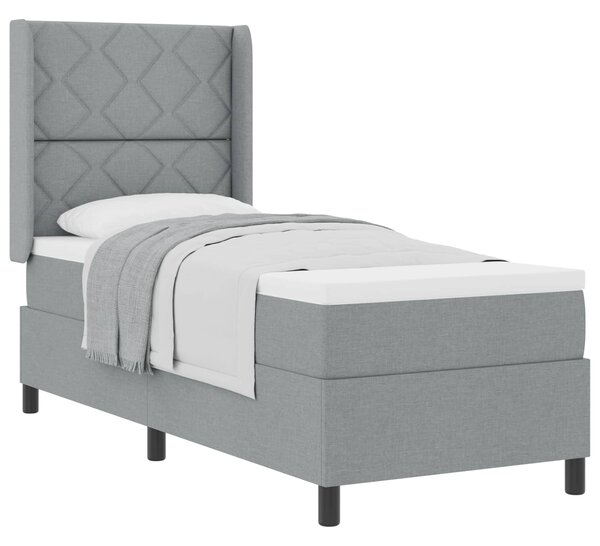 Postel s boxspringem s polštářem Světle šedá 200 x 80 cm textil 3341672